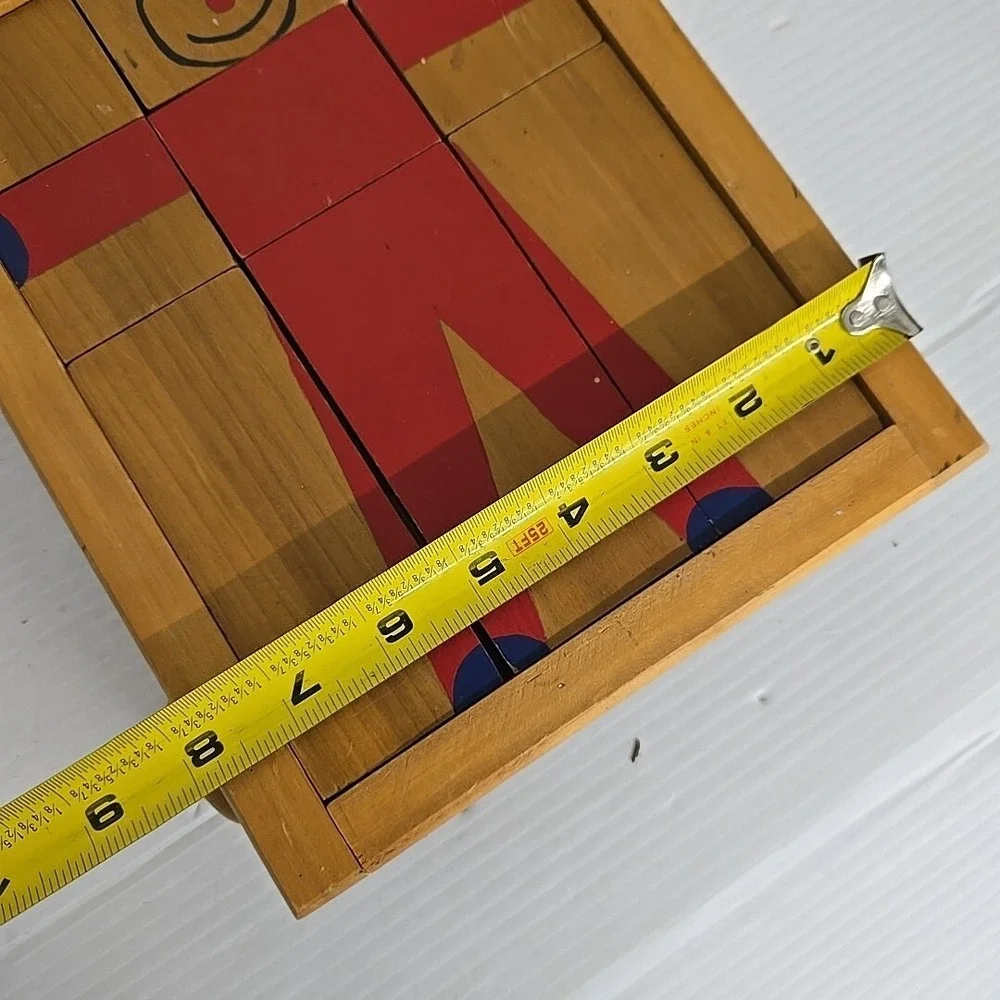 Vintage Wooden Block Puzzle In Wagon‎ Tray